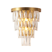 Bethel International Canada OC35W14G - 3-Light Brass Wall Sconce With Clear Hanging Crystals